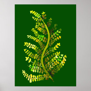 Poster Arte de planta de folha de samambaia verde