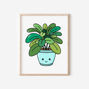 Poster Arte de Planta em Vaso Botânico Kawaii Fofa