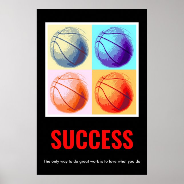 Poster Arte de Pop de Basquete Motivacional de Sucesso (Frente)