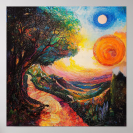 Poster Arte de Pôr do Sol Bonito Interiores Quentes