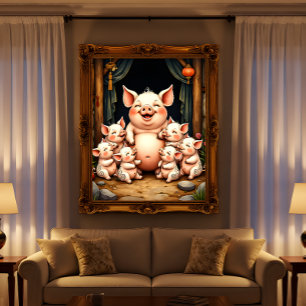 Poster Arte de Porco – Mãe e Leitões