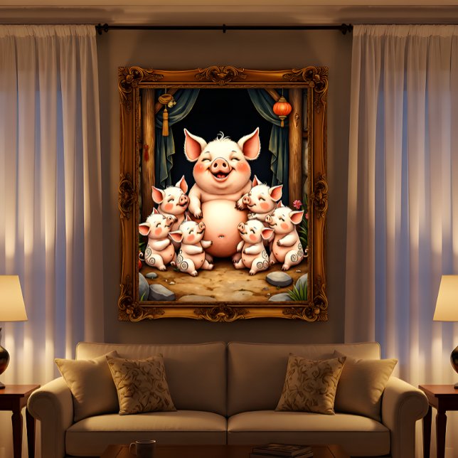 Poster Arte de Porco – Mãe e Leitões (Criador carregado)