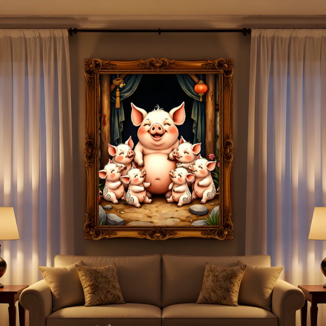 Poster Arte de Porco – Mãe e Leitões (Criador carregado)