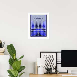 Poster arte de pôster bauhaus geométrico de pontos azuis