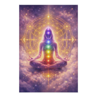 Póster Arte de Poster Brilhante de Meditação de Chakra