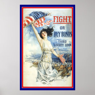 Poster Arte de pôster da mulher patriótica vintage com a
