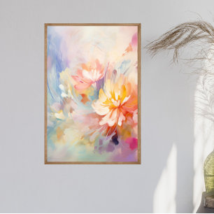 Poster Arte de Pôster de Parede Floral Abstrata em Aquare