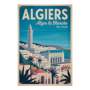 Póster Arte de Poster de Viagem Retro Argel Argélia