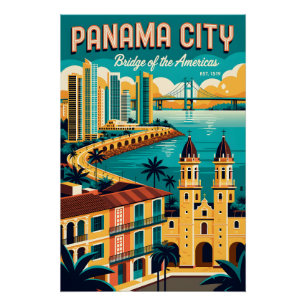 Póster Arte de Poster de Viagem Retro da Cidade do Panamá