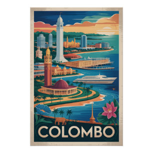 Póster Arte de Poster de Viagem Retro de Colombo Sri Lank
