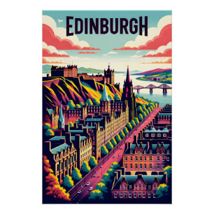 Póster Arte de Poster de Viagem Retro de Edimburgo Escóci