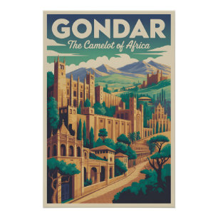 Póster Arte de Poster de Viagem Retro de Gondar Etiópia