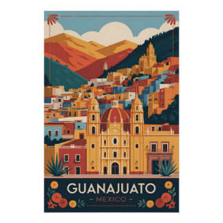 Póster Arte de Poster de Viagem Retro de Guanajuato Méxic