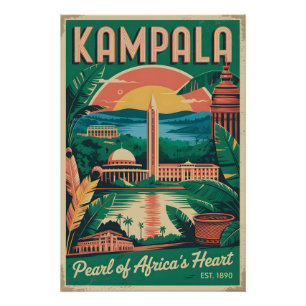 Póster Arte de Poster de Viagem Retro de Kampala Uganda