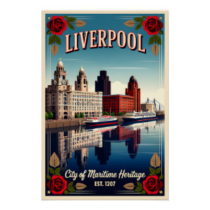Póster Arte de Poster de Viagem Retro de Liverpool Inglat
