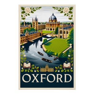 Póster Arte de Poster de Viagem Retro de Oxford Inglaterr