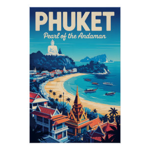 Póster Arte de Poster de Viagem Retro Phuket Tailândia