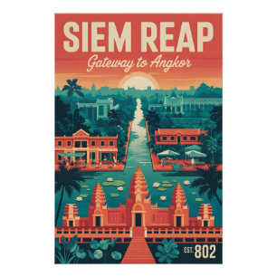 Póster Arte de Poster de Viagem Retro Siem Reap Camboja