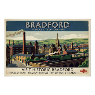 Póster Arte de Poster de Viagem Retro Vintage Bradford Yo