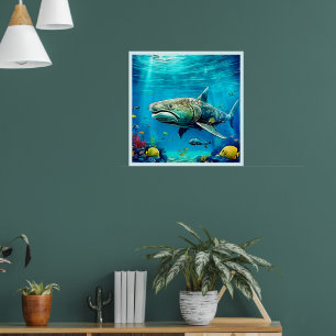 Poster Arte de Predador Oceânico Tubarão