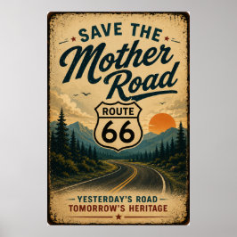 Poster Arte de Preservação da Estrada Heritage da Rota 66