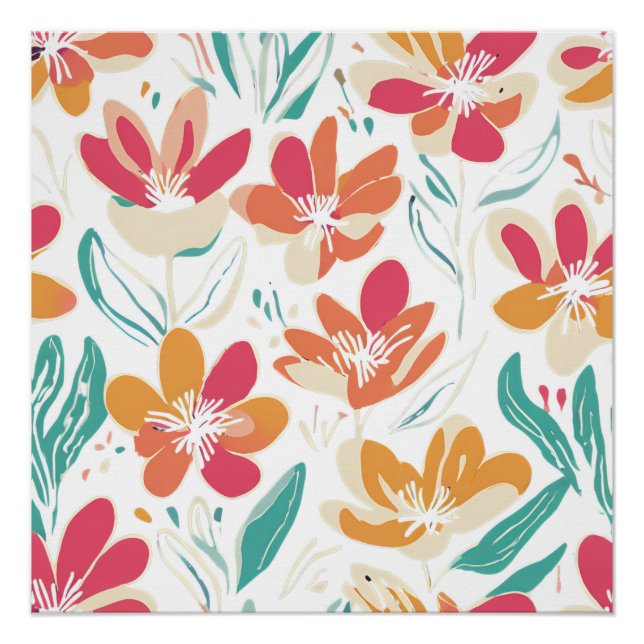 Póster Arte de Primavera para Nostalgia Vibrante de Flor  (Frente)