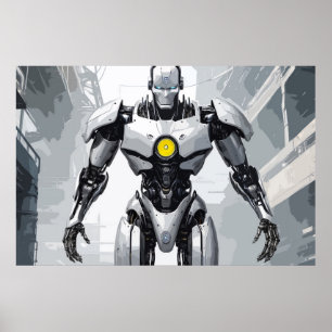Poster Arte de Quadrinhos de Ficção Científica de Ciborgu