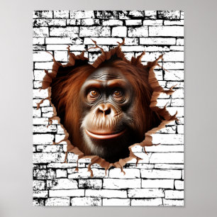 Poster Arte de Quebra de Parede Orangutan 3D - Safari Rea