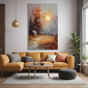 Póster Arte de queda da paisagem da cabine de outono russ