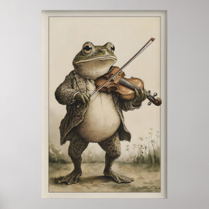 Poster Arte de rã vintage, Rã vitoriana se divertindo