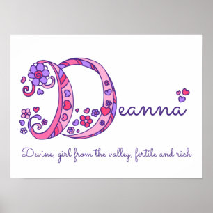 Póster Arte de rabiscos com a inicial D de Deanna, signif
