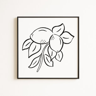 Poster Arte de Ramo de Limão Caprichoso Desenhado à Mão