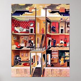 Poster Arte de Ravilious, A Casa de Hospedagem