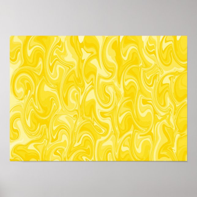 Poster Arte de Redemoinho Abstrato - Amarelo (Frente)