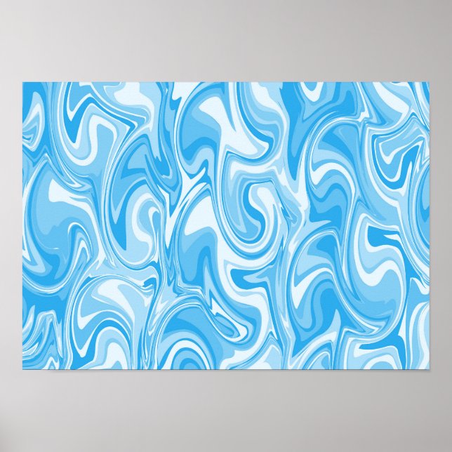 Poster Arte de Redemoinho Abstrato - Azul (Frente)