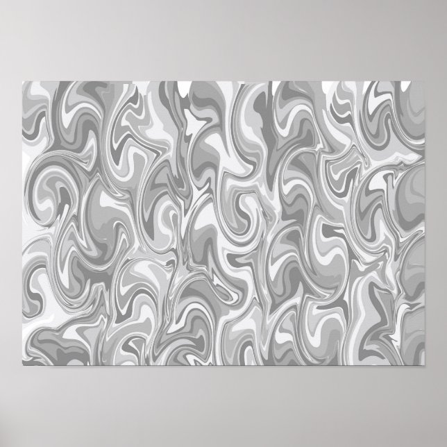 Poster Arte de Redemoinho Abstrato - Cinza (Frente)