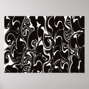 Poster Arte de Redemoinho Abstrato - Preto e Branco