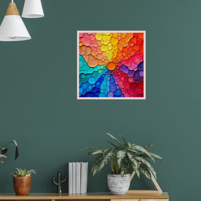 Poster Arte de Redemoinho de Roda de Cores Abstratas (Sala de Estar 1)