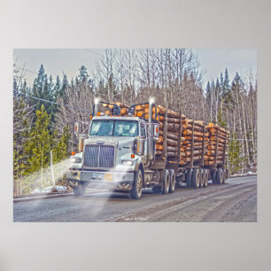 Póster Arte de registo branca do camião e da estrada do