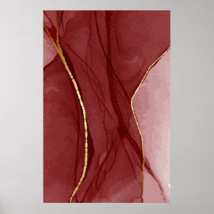 Poster Arte de resina, fundo abstrato de marsala vermelho