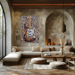 Poster Arte de respingo de guitarra elétrica expressionis