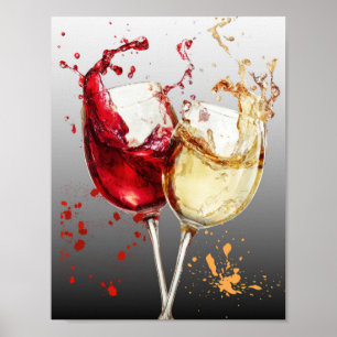Poster Arte de respingo de vinho tinto e branco