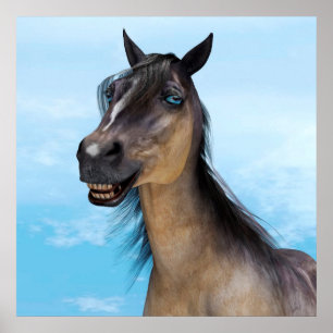 Póster Arte de retrato de cavalo com sorriso engraçado