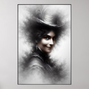 Poster Arte de retrato de mulher vitoriana assustadora e