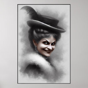 Poster Arte de retrato de mulher vitoriana misteriosa e a