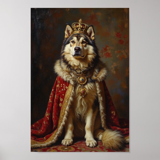 Poster Arte de Retrato do Malamute Real do Alasca (Frente)