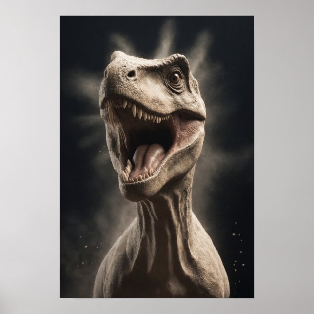 Poster Arte de retrato dramático e elegante de dinossauro (Frente)