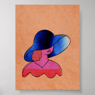 Poster Arte de Retrato Feminino Abstrato Moderno