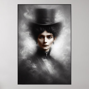 Poster Arte de retrato feminino misterioso da era vitoria
