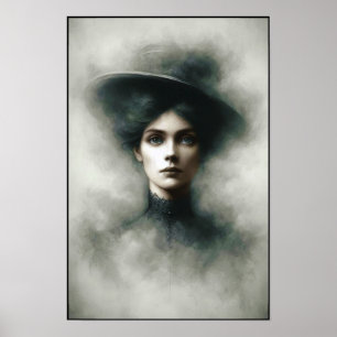 Poster Arte de retrato feminino misterioso da era vitoria